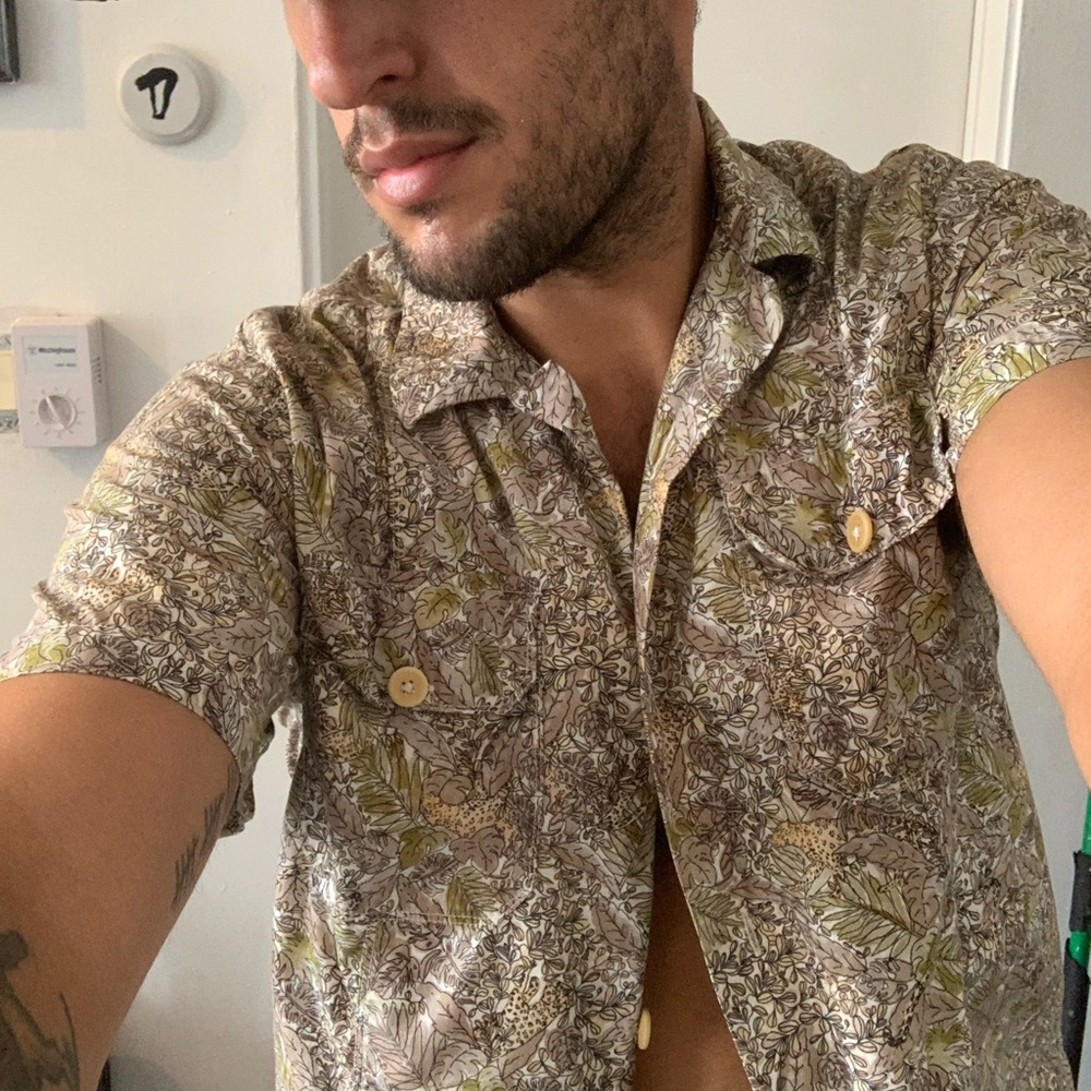 Jungle print button down
